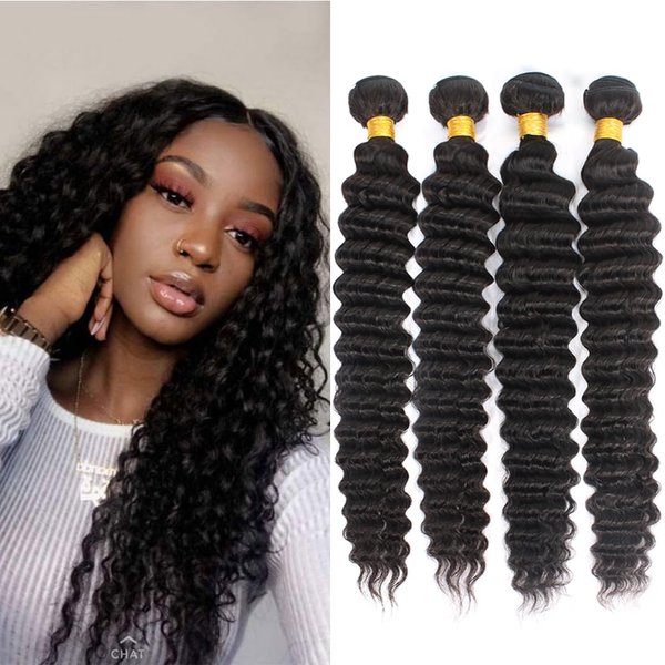 12A Brazilian Remy Virgin Hair Pineapple Deep Wave 4 Bundles 14" 16" 18" 20" 400g Virgin Brazilian Remy Deep Wave Human Hair Bundles 100% Unprocessed Virgin Remy Hair Bundles Natural Color