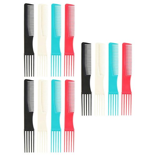 FOMIYES Teasing Comb with Pick 12PCS Hair Pick Hair Styling Comb, Hairdressing Comb, Two-sided Hair Comb Lift Teasing Comb for Salon Home (Random color)