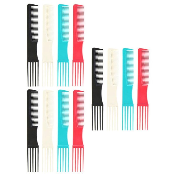FOMIYES Teasing Comb with Pick 12PCS Hair Pick Hair Styling Comb, Hairdressing Comb, Two-sided Hair Comb Lift Teasing Comb for Salon Home (Random color)