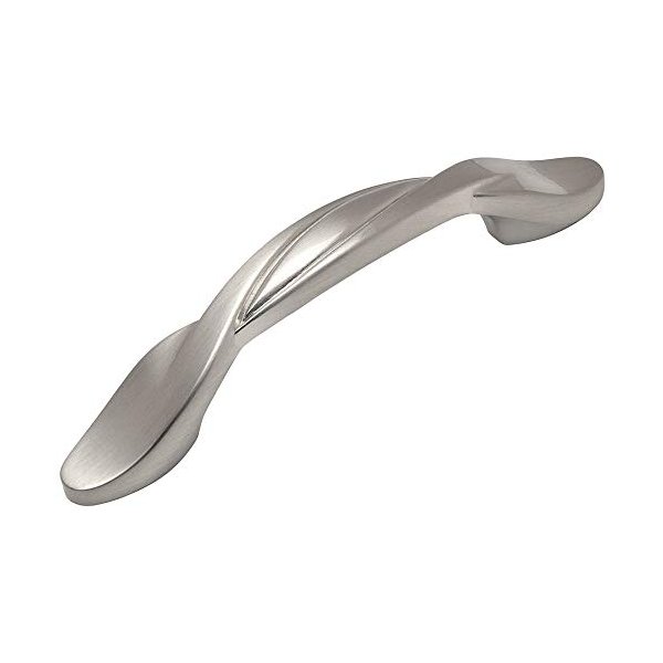10 Pack - Cosmas 9009SN Satin Nickel Twist Cabinet Hardware Handle Pull - 3" Inch (76mm) Hole Centers