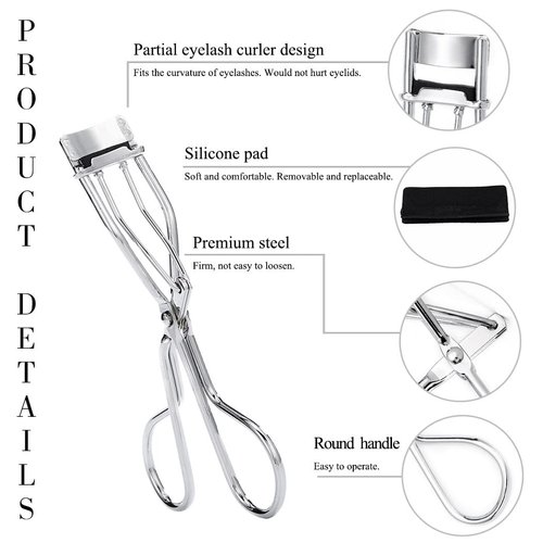 Uranian Silver Eyelashes Curler Partial Lash Curler Profession Mini Eye lash Curlers Makeup Tool for Women and Girls
