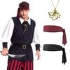 DOCILA 3 PCS Pirate Accessories Men Women Tie On Headbands Hair Head Band Octopus Alloy Pendant Necklace Festival Gothic Punk