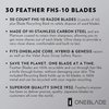30 Feather FHS-10 Japanese Steel Razor Blades - Refill for OneBlade Core, Hybrid, & Genesis Razors - Single Blade Razor