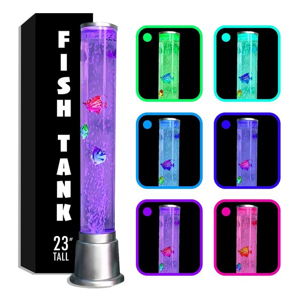 Shop LC Electric Bubble Tube Lamp with LED Color Changing Lights - Artificial Aquarium Night Light with Moving Fish - Sensory Gifts