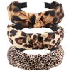 TOBATOBA Leopard Headband, 3Pcs Leopard Print Headbands for Women, Top Knot Headband for Women, Cheetah Print Headband Womens Knotted Headbands, Fashion Cute Headband Hair Accessories for Women Girls