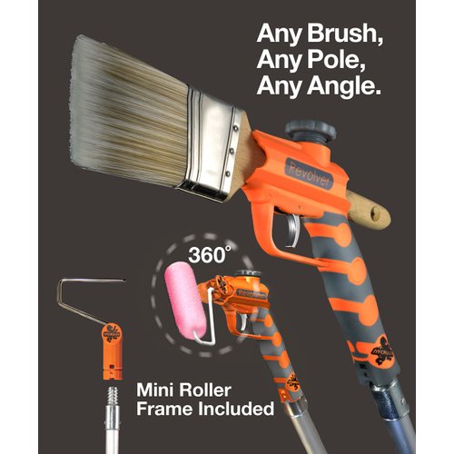 McCauley Tools Revolver- Long Handle Paint Brush Extender and Roller Holder with 360° Rotation, Paint Edger Tool for High Ceilings, Corner Painting Tool Compatible with All Threaded and Locking Poles