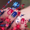 12 Sheets 4th of July Nail Wraps Stickers, Independence Day Full Nail Polish Strips, Memorial Day DIY Self-Adhesive Nail Art Decals Patriotic American Flag Pattern Decor with 2 Piece Nail Files (168 Pieces)