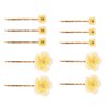 Fodattm 10PCS Fashion Flower Bobby Pin Hair Clips Wedding Bride Metal Hair Pins Side Clip for Women Lady (Yellow)