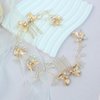 PTORIZNY Crystal Wedding Hair Comb Rhinestone Pearl Bride Hair Combs Gold Side Hair Combs Leaf Pearl Headpiece Bridal Hair Accessories for Women