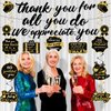 Black Gold We Appreciate You Decorations Thank You Banner with Appreciate Hanging Swirls Thank You For All You Do Decor for Teacher Doctor Nurse Employee Staff Graduation Appreciation Party Supplies
