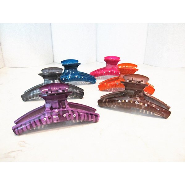 Generic Hair claw clips with crystals (Primary color: Pink), 1 Count (Pack of 1)