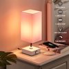 Ambimall Touch Control Table Lamp with 2 USB Charging Ports, 3 Way Touch Lamps Beside Desk, Nightstand Lamp for Bedrooms Living Room, Pink Shade with White Base, LED Bulb Included(Pink)