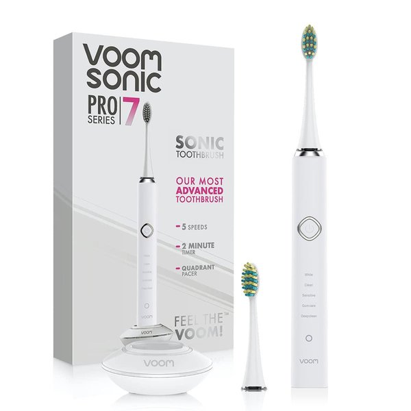 Voom Sonic Pro 7 Electric Toothbrush for Adults, Sonicare Electric Toothbrush with 40000 VPM w/ 5 Deep Clean Modes, Rechargeable Toothbrushes Fast Charge 4 Hours Last 8-Weeks