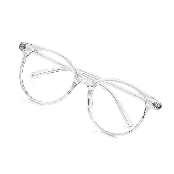 Craebuer Clear Glasses for Women Men, Retro Round Blue light Blocking Reading Eyeglasses with Lightweight Frame, Anti Eyestrain UV Glare Filter Eyewear