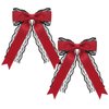 Giantree 2 Pcs Red Lace Hair Bow Clips for Women, Cute Lace Hair Bows Clips with Long Tail Ribbon for Wedding Halloween Gothic Dress Decor Accessories Gift