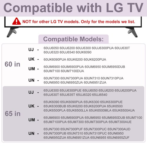 60 65 Inch TV Stand for LG TV Legs 60UJ6200 60UJ6300 60UK6200 60UM6950 60UN7300 65UJ6300 65UJ6320 65UJ6540 65UK6200 65UK6500 65UK6500PLA 65UM7300 65UN7300 Replacement Legs for LG TV with Screws