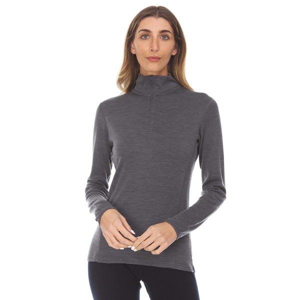 Minus33 Merino Wool Sequoia Women's Midweight 1/4 Zip Charcoal Grey Medium