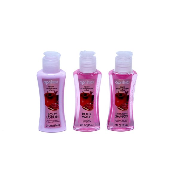 Bath and Shower Apple Pomegranate 3 Piece Travel Size with Travel Pouch