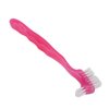 HURRISE Denture Brush, Denture Toothbrush False Teeth Brush, False Teeth Brush, Dirt Removal, Plaque Removal Ergonomic Double Sided Soft Hair Safe Portable Professional (Pink)