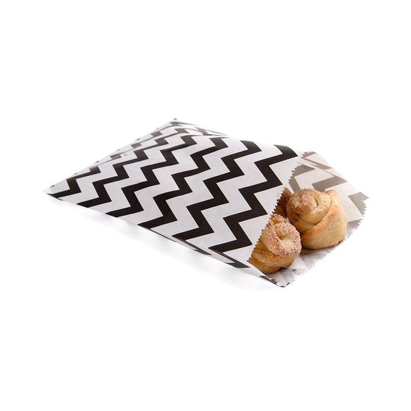 Restaurantware 7 x 5 Inch Cookie Bags 100 Biodegradable Paper Treat Bags - Use As Party Favors Or Candy Bags Food Safe Black With Zig Zags Paper Food Bags For Baked Goods For Buffets Or Parties
