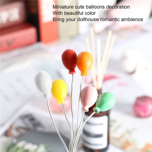 nusind Dollhouse Balloons Ornaments, 60pcs Dollhouse Miniature Balloons Colorful Safe for Doll House Decoration Birthday Cake Toppers Decorations (10 Packs of Spherical) (nusind597op6zx8q9056-11)