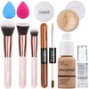 PHOERA Foundation Makeup Set,Matte Lipstick Set, PHOERA Primer, PHOERA Powder, PHOERA Highlighter and Contour, PHOERA Concealer, Foundation Brush Makeup Powder Brush Concealers Brush, Makeup Sponge