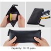 MROCO Pencil Case Pencil Pouch Black Pencil Bag PU Leather Pen Case Small Zipper Pouch for Pencils, Pens, Markers, Makeups, Change, Coins