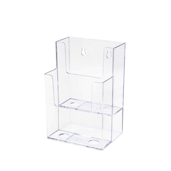 Marketing Holders Brochure Holder with Card Pocket for 8.5" Magazines and 3.5” x 2” Contact Info Cards Clear Acrylic Rack Display for Advertising in Convenience Stores and Offices