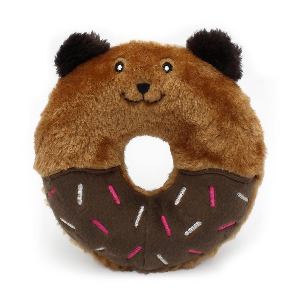ZippyPaws Donutz Buddies Interactive Pet Toys - Donut Dog Hide and Seek Toy, Puppy Toys, Colorful Squeaky Dog Toys, Bear, original, (ZP1032)