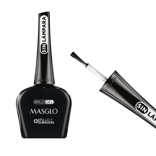 MASGLO Nail Polish Transparent Gel Top Coat, UV Lamp Free long duration - Brillo Transparente Top Gel, Uso libre de lámpara, larga duración 0.5 Fl. Oz.