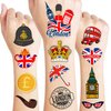 British UK Temporary Tattoos - 87PCS London England Flag Themed Stickers for Kids Birthday Party Supplies, Decorations, Favors, and Prizes - Cute Gifts for Boys and Girls Ideal School Prizes Rewards