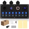 Xhtechnology Marine Boat Rocker Switch Panel,Waterproof 8 Gang Toggle Switch Panel with Dual USB and Voltmeter Panel for RVs, Cars, Boats, Trucks,Trailers - 12-24V