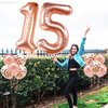 KatchOn, Rose Gold 15 Balloons Number - Big, 40 Inch | 15 Birthday Balloons with Confetti for Happy 15th Birthday Decorations for Girls | Quinceanera Decorations | 15 Birthday Decorations for Girls