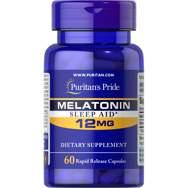 Puritan's Pride Melatonin 12 mg 60 Count, White