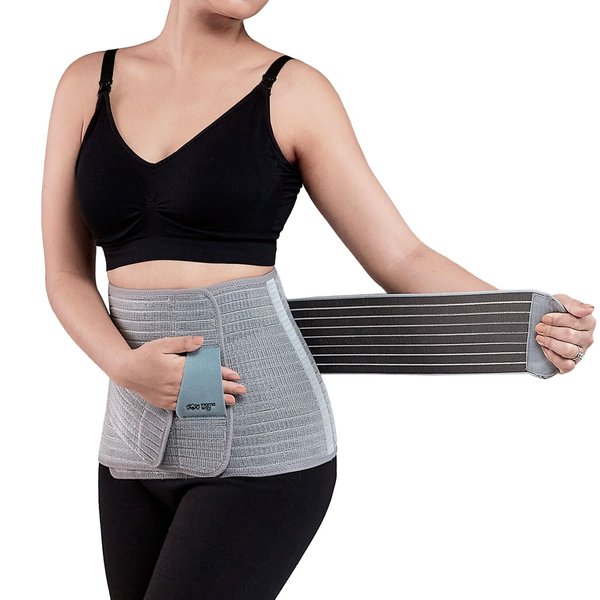 Mamaway Postpartum Belly Band, Girdle for Postnatal, Adjustable Belly Wrap, C-section Recovery Binder, Abdominal Support, Back Pain Relief (Polyester Made with Bamboo Charcoal Fiber)