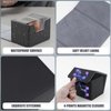 Card Deck Box for Trading Cards with 2 Dividers,Card Storage Box Fits 150+ Single Sleeved Cards,PU Leather Strong Magnet Card Deck Case Holder for YuGiOh,MTG,TCG and Sport Cards (Black&Gray)
