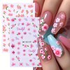 Summer Flower Nail Art Stickers 3D Flower Butterfly Nail Decals 6PCS Daisy Pink Purple Petal Lavender Flowers Nails Design Adhesive Sliders Cherry Blossom Manicure Decals for DIY Nail Art Decorations
