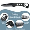 YUERWOVER Mustache Folding Comb for Men Stainless Steel Metal Pocket Beard Comb Moustache Brush Straightener Women Small Travel Comb for Grooming Styling Hair Beard (Black)