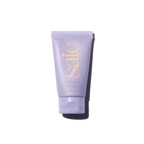 Saie Sunvisor Mini Broad Spectrum Sunscreen Moisturizer with SPF 35 - Hydrating Face Moisturizer & Sunscreen with 100% Mineral Zinc Oxide - Sheer Golden Pearl for a Radiant Glowy Finish (0.5 fl oz)