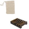 1 pari Soap Exfoliating Bag Natural, Soap Saver with Drawstring and Wooden Bead Holder,Exfoliating Loofah Pouch For Bathroom shower