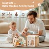Ikubigu Wooden Activity Cube - 8 in 1 Montessori Toys Boys Girls, Multipurpose Educational Learning Toys for Toddlers Baby Activity Cubes with Animal Tourism Bus Theme