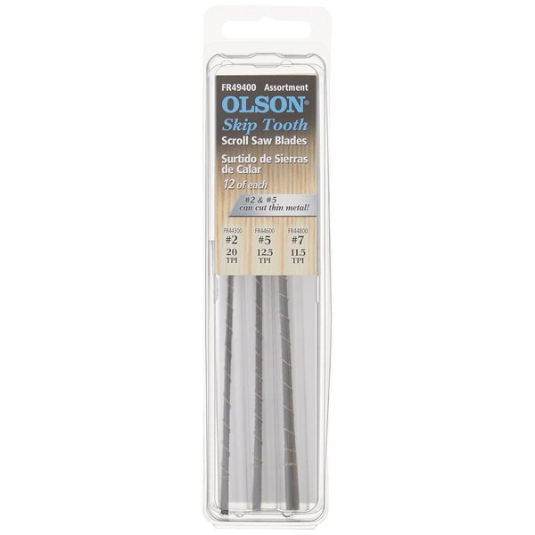 Olson Saw FR49400 Skip Tooth Scroll Saw Blade Assortment,36