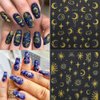 8 Sheets Sun Star Nail Art Stickers Moon Nail Stickers 3D Self-Adhesive Snake Nail Decals Gold Star Sun Space Designs Nail Art Supplies for Women Girls Acrylic Nails Decorations Salon Accessories