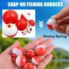 SILANON Fishing Bobbers Set Hard ABS Fishing Floats Bulk Snap on Round Bobbers for Fishing Push Button Fishing Bobbers Floats Assortment Red and White Buoy Floats 0.5-2.5inch