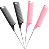 Rat Tail Comb，Parting Comb, Metal Long Steel Pin Rat Tail Combs set，Combs for Hair Stylist，Hair Combs for Women（4Packs,Black|Pink）