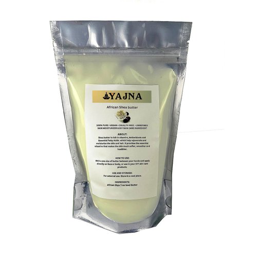 Yajna Organic Raw African Shea Butter 100% Pure,Natural & Unrefined| Skin Moisturizer For Face, Body & Hair| 4 OZ/115 GM Ivory/White Grade A | DIY Creams, Balms, Lotions, Soaps| Moisturizes Dry Skin