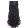LELINTA 7Pcs 16 Clips 24 Inch Wavy Curly Full Head Clip in on Double Weft Hair Extensions Dark Brown