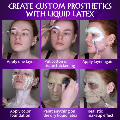 DE'LANCI Liquid Latex SFX Makeup Kit 2pcs, Realistic Fake Scar Wound Skin Old Age Wrinkle Halloween Makeup, for Cut Wound Burn Decay Peeling Stipples Blisters Zombie Monster Special Effects Makeup