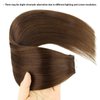 ABH AmazingBeauty Hair Tape in Hair Extensions Real Human Hair Semi-permanent 50g 20pcs Tape in Attached Skin Weft Invisible Seamless Reusable Walnut Brown Color 3 14 Inch
