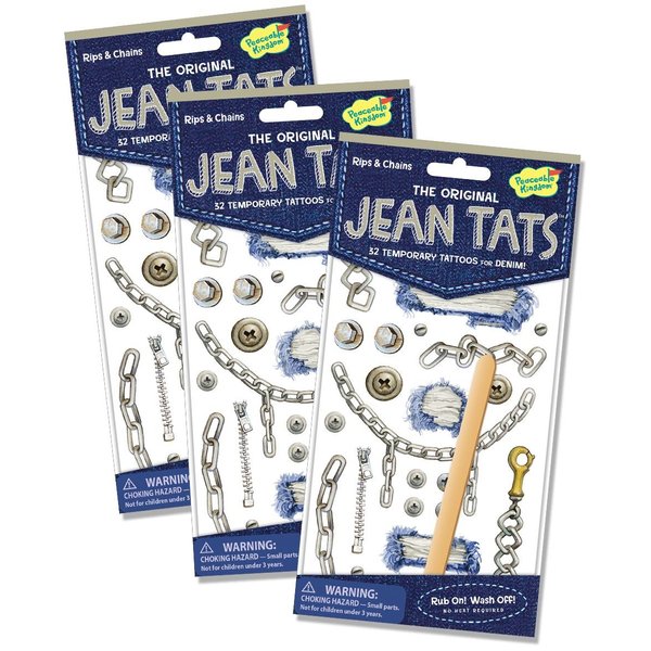 Peaceable Kingdom Jean Tats Rips and Chains Temporary Tattoos for Fabric - 3 Pack